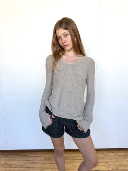 Vintage Gray Flared Sleeve Sweater