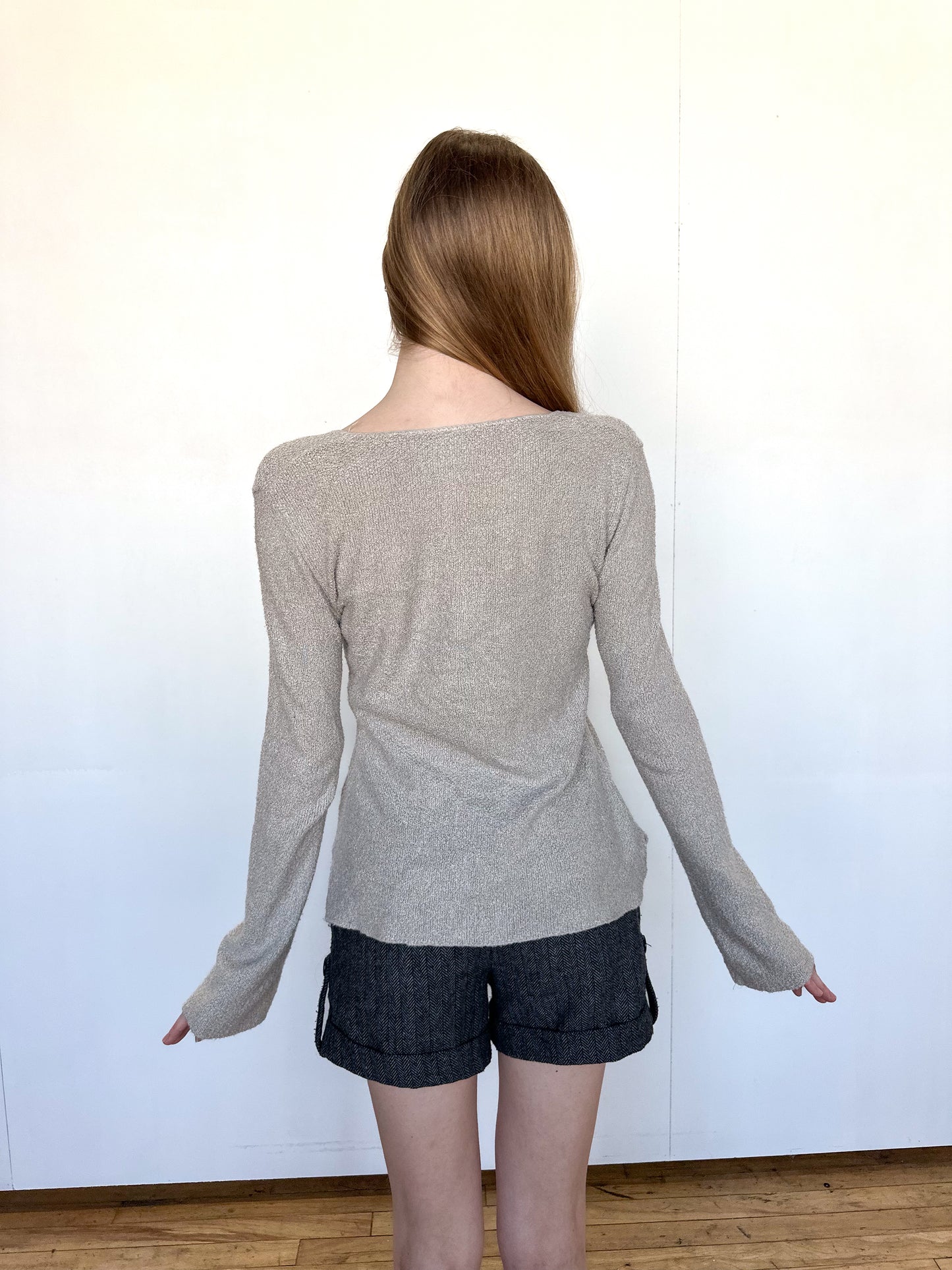 Vintage Gray Flared Sleeve Sweater