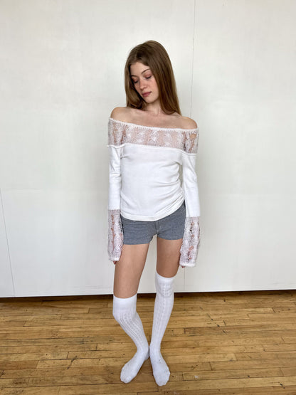 White Off The Shoulder Sweater