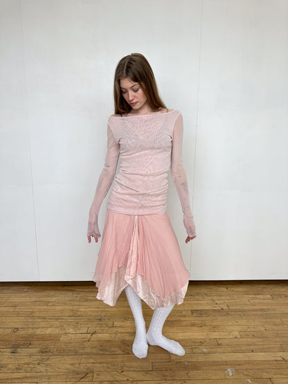 Vintage Sheer Mesh Pink Tunic