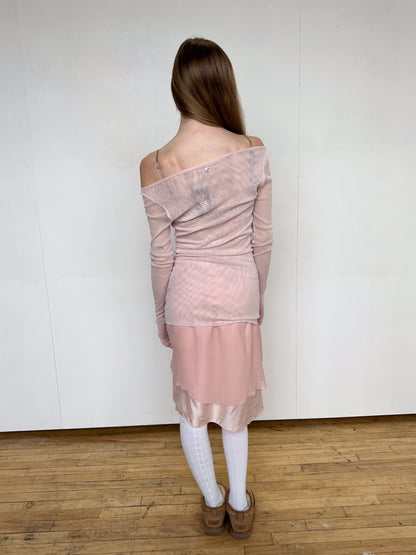 Vintage Sheer Mesh Pink Tunic