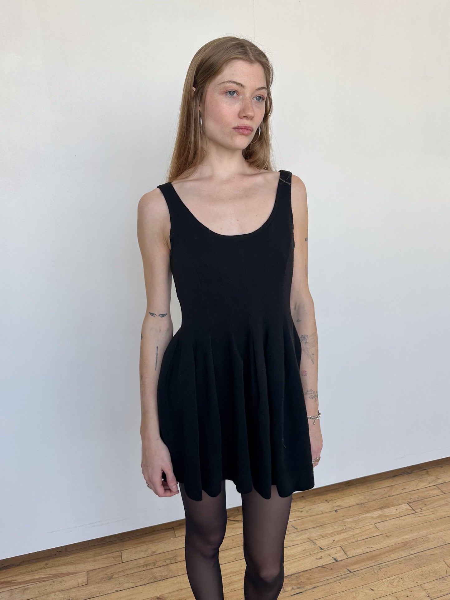 Vintage Knit Mini Pleated Dress