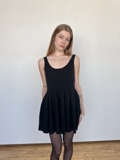 Vintage Knit Mini Pleated Dress