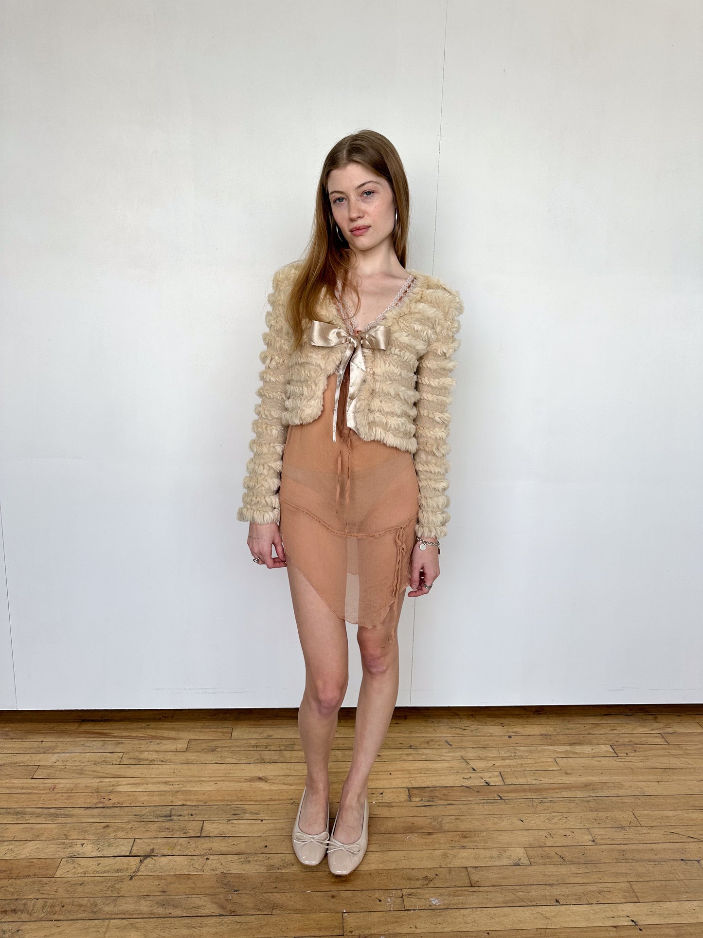 Vintage Rabbit Fur Cropped Cardigan