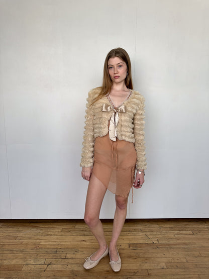 Vintage Rabbit Fur Cropped Cardigan